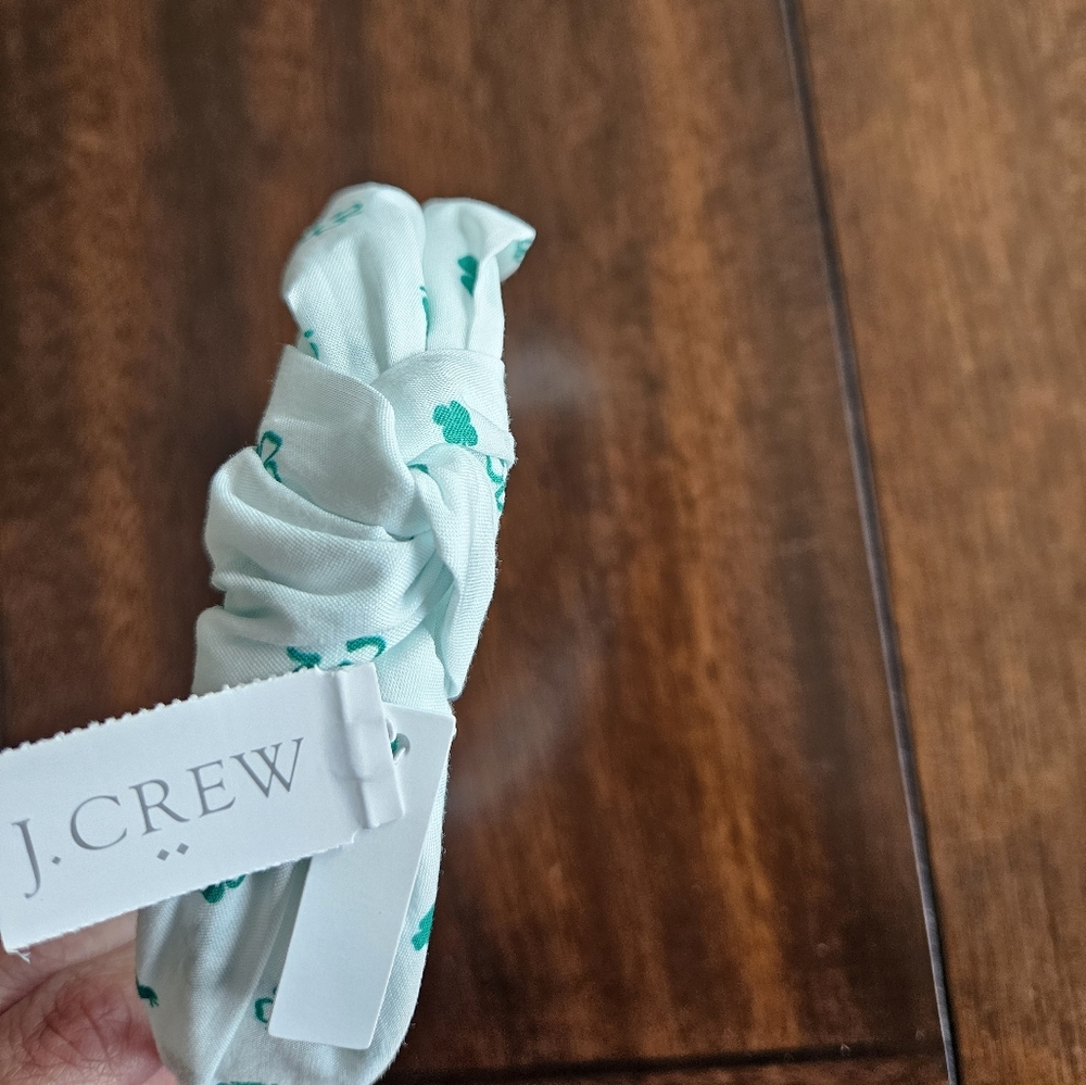 J.Crew Printed Knot Headband, White/ Green - Picture 3 of 3